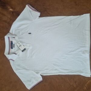 POLO by Ralph Lauren White Polo Shirt with Red Accents. Size M
